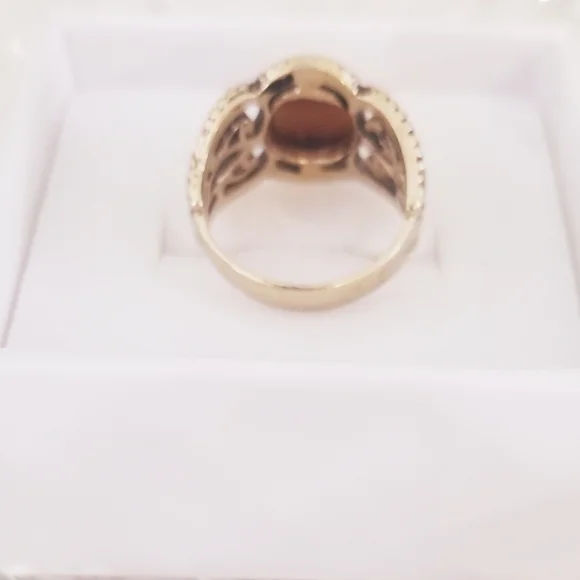 Vintage Gold Ring 18k HGE and Cats Eye Gemstone - Picture 3 of 4